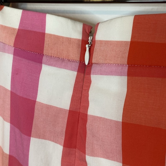J. Crew Picnic Pink Plaid Windowpane Mini Skirt with Ruffle Size 6 - Picture 3 of 6